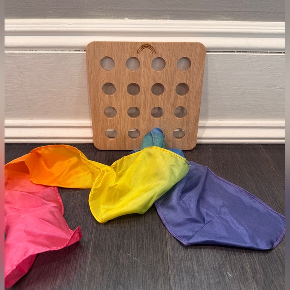 Sarah’s Silks Other - NWOT Sarah’s Silks Wooden Scarf Fine Motor Pulling Toy with Rainbow Scarf Kids